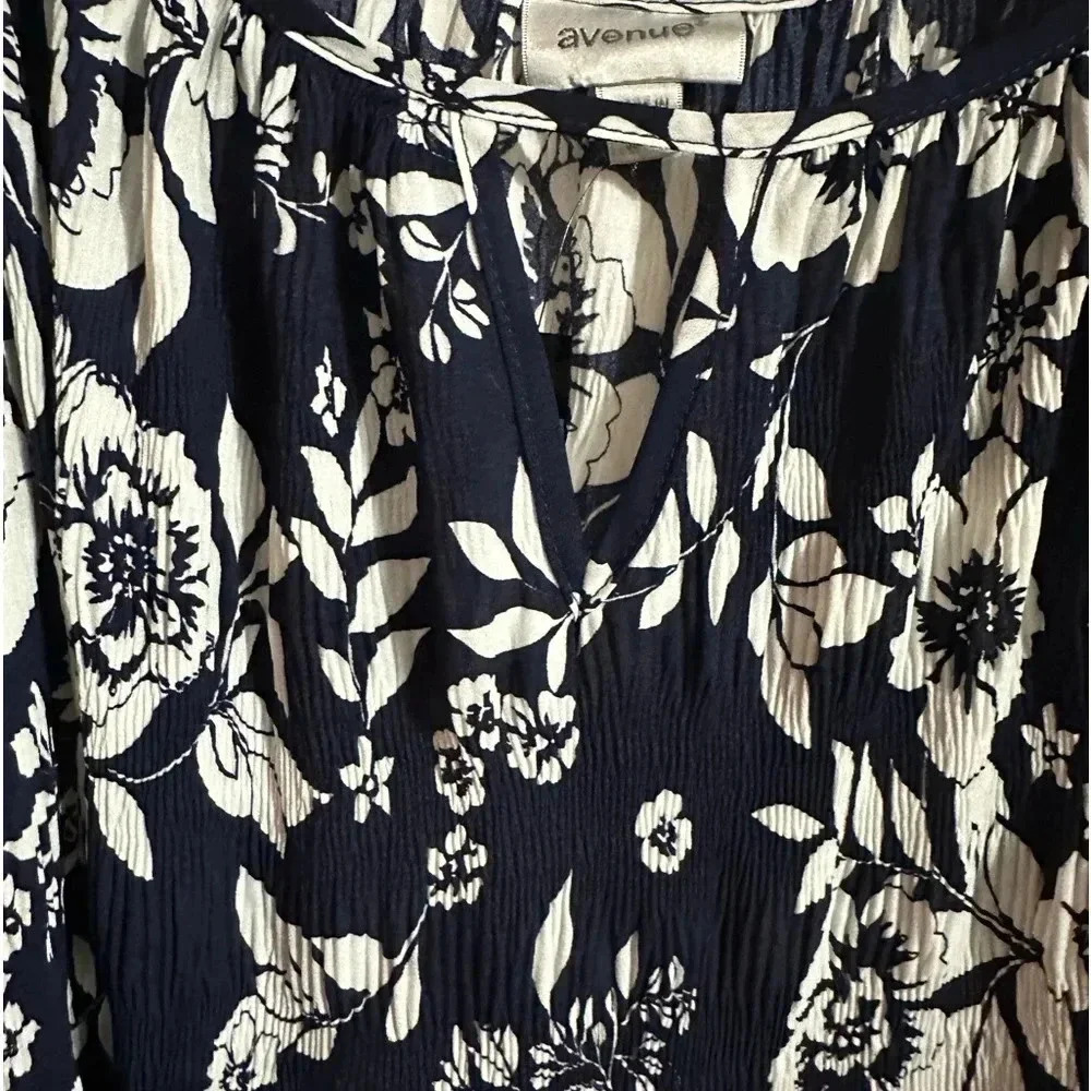 Avenue top pleat print navy blossom size 30/32 - Picture 5 of 10
